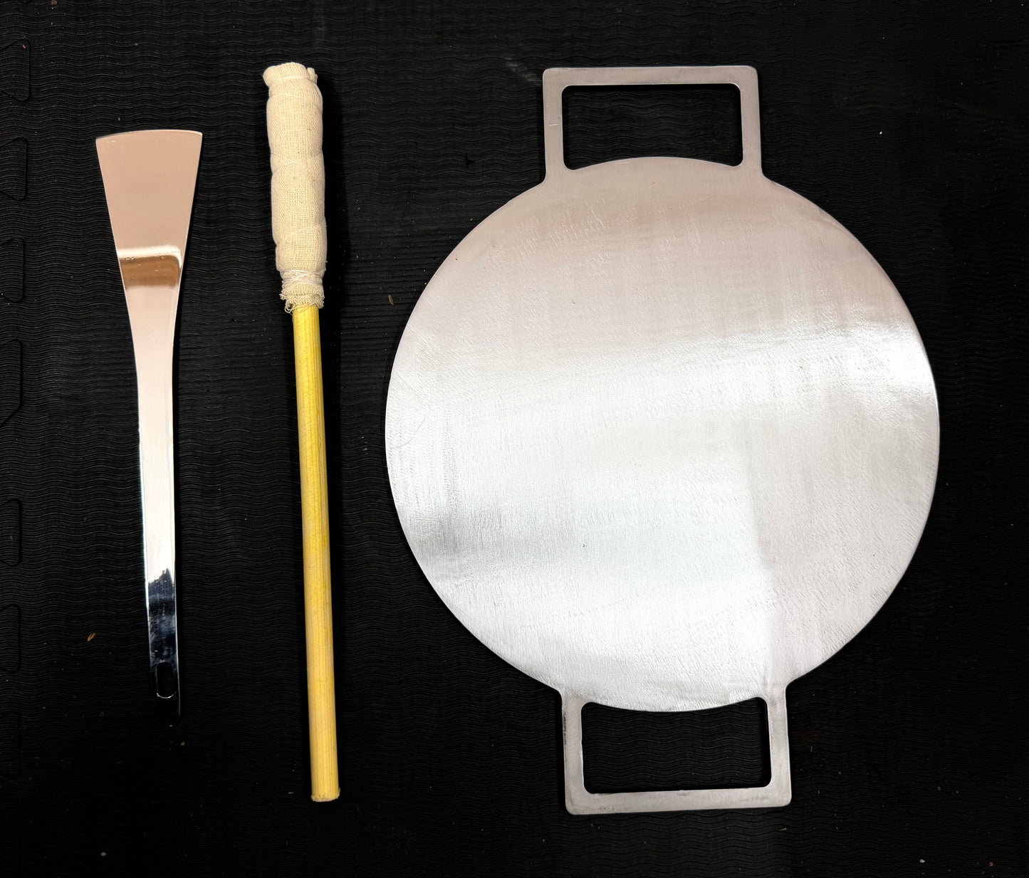 13 Inch Double Handle Fully Seasoned Dosa Pan + Spatula (అట్లకాడ) + Magic Wand