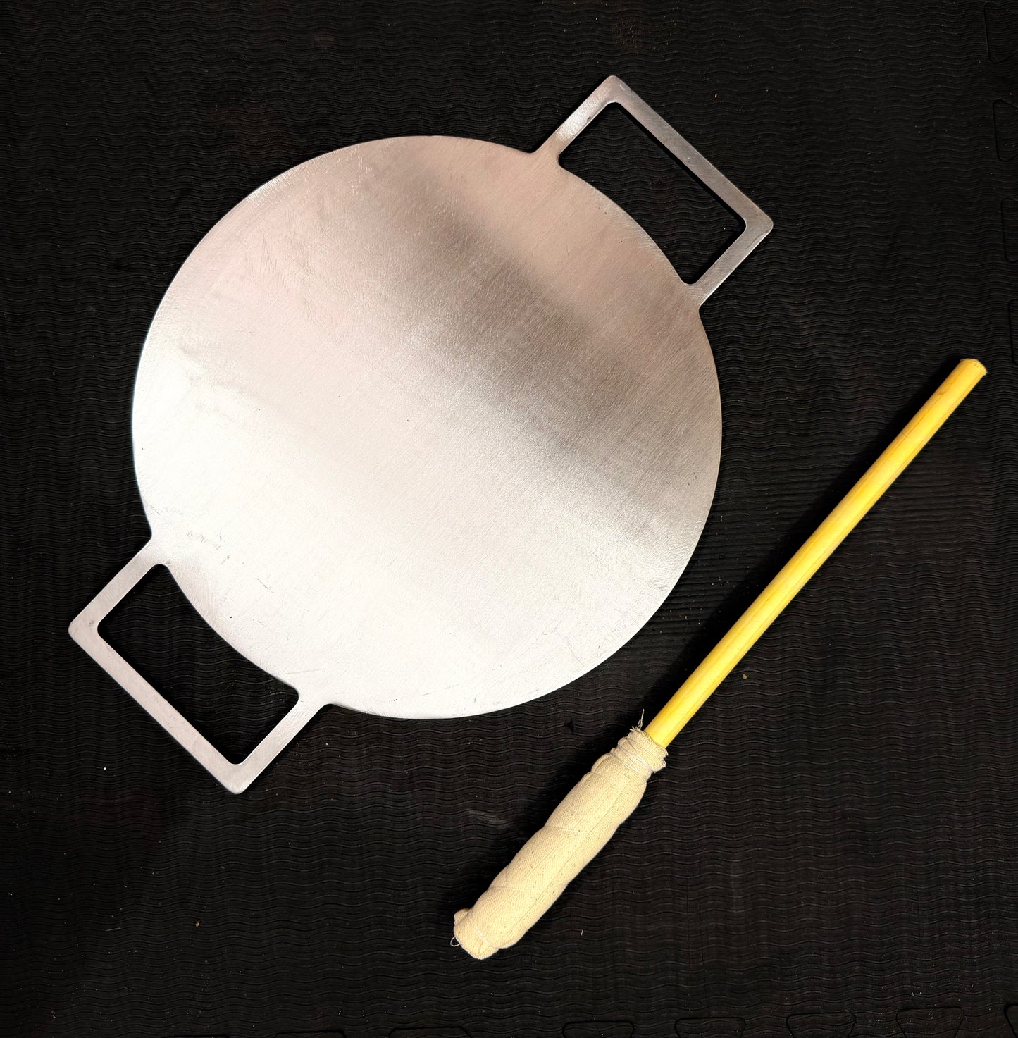 13 Inch Double Handle Fully Seasoned Iron Dosa Tawa + Magic Wand