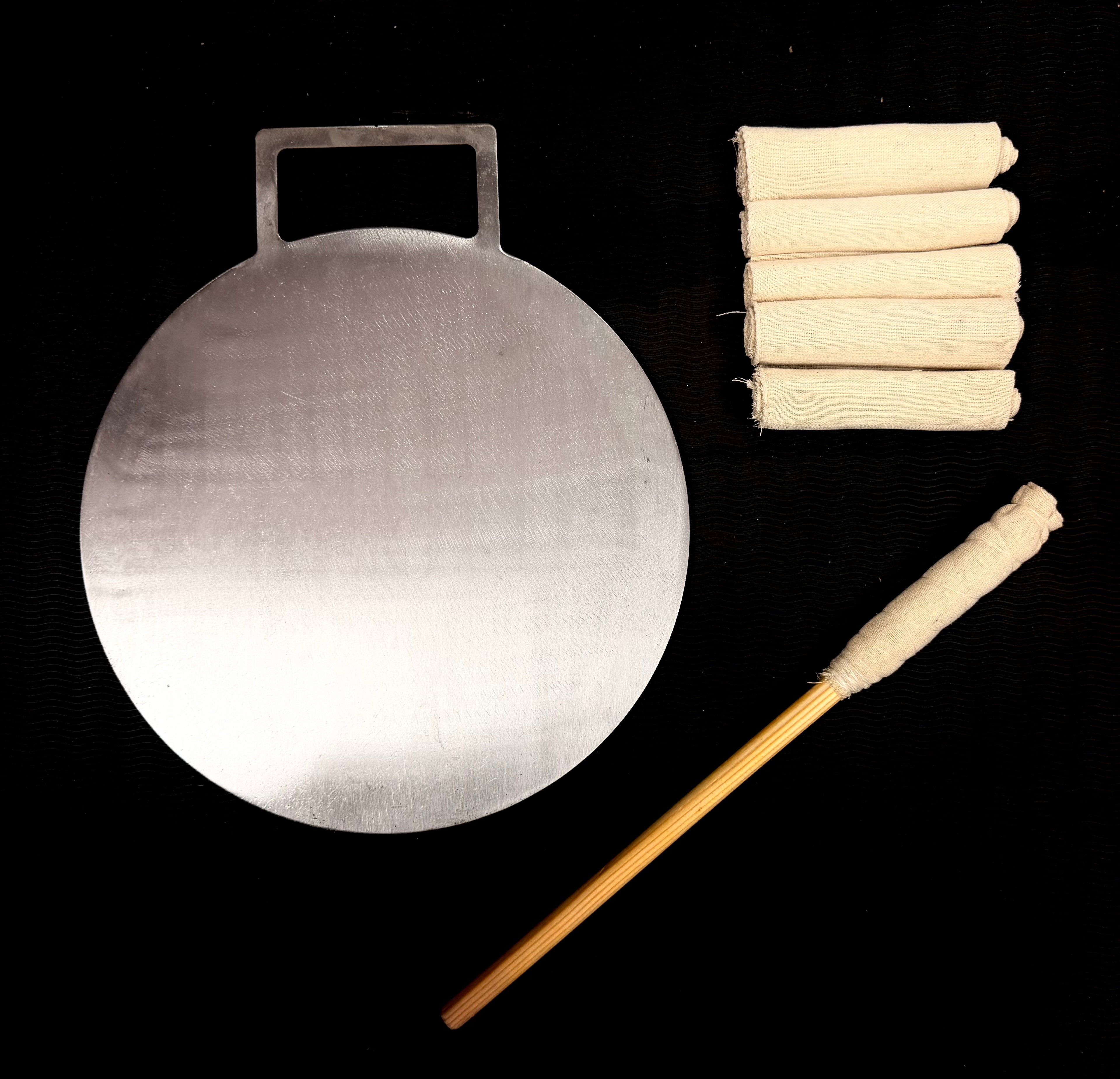 11.5 Inch Single Handle Fully Seasoned Pure Iron Dosa Tawa +(FREE) Magic Wand + Pack of 5 Magic Wand Cloth