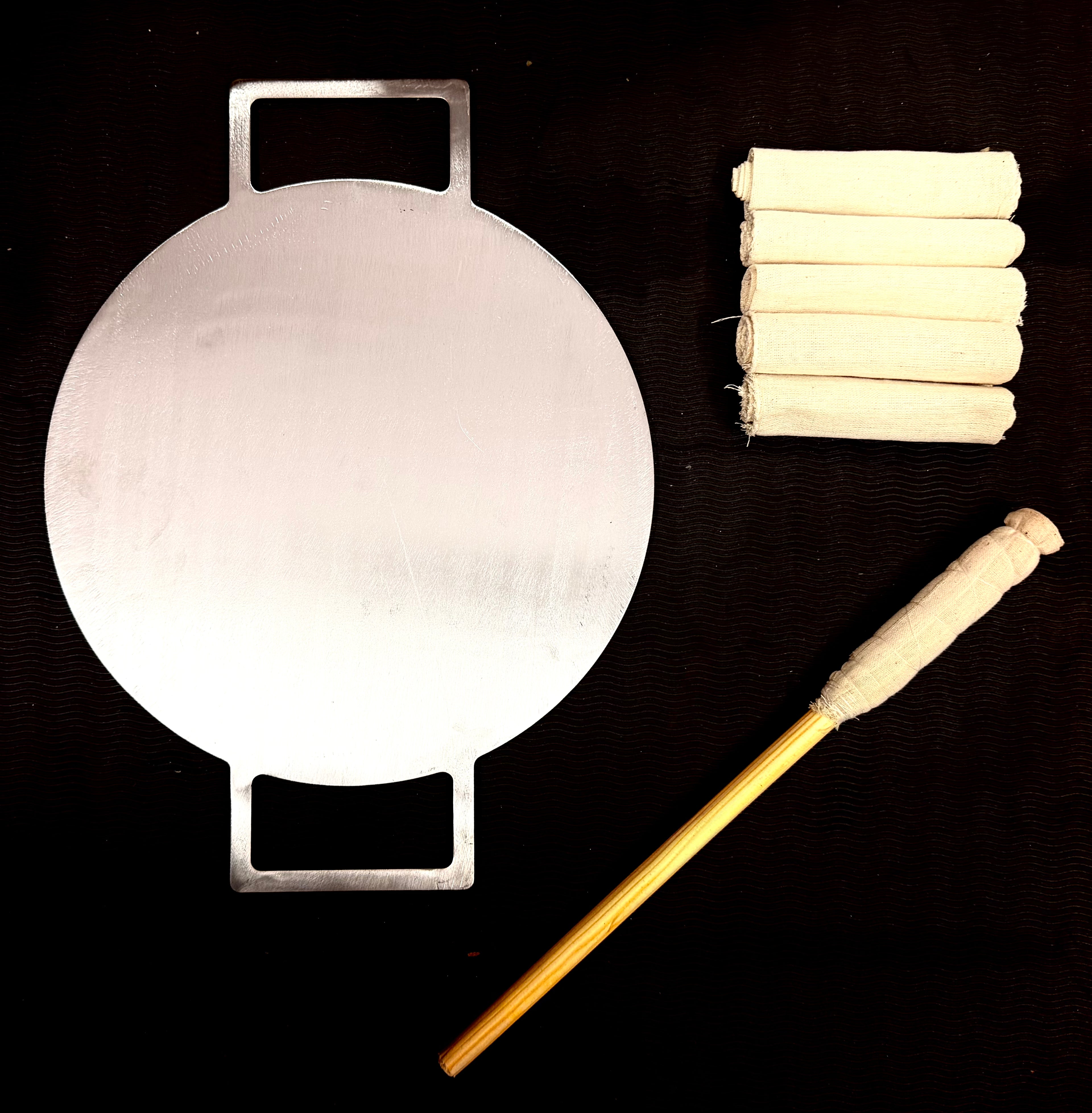 11.5 Inch Double Handle Fully Seasoned Pan +(FREE) Magic Wand + Magic Wand Cloth (Pack of 5)