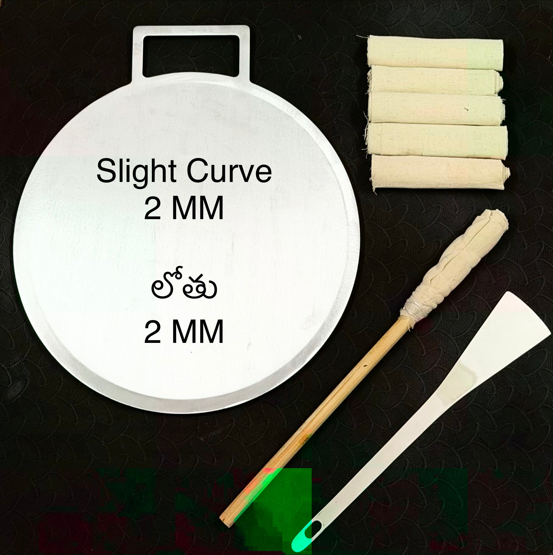 Curve 13 Inch Single Handle Fully Seasoned Pan +(FREE) Magic Wand + Spatula + Magic Wand Cloth (Pack of 5)