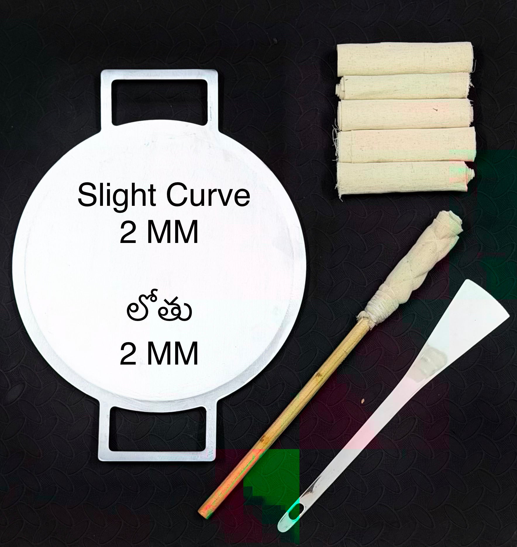 Curve 13 Inch Double Handle Fully Seasoned Pan +(FREE) Magic Wand + Spatula + Magic Wand Cloth (Pack of 5)