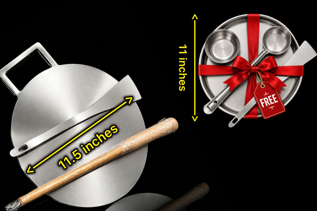 11.5 Inch Single Handle Fully Seasoned Pan + FREE Spatula(అట్లకాడ) +(FREE)Magic Wand